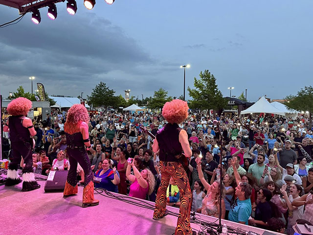 Band on Stage in Front of Crowd