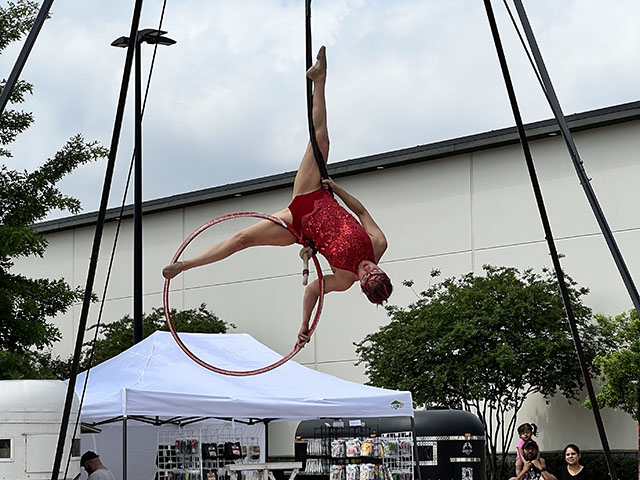 Trapeze Artist Hanging Upside Down